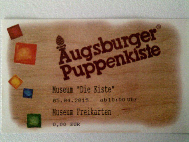 Eintrittskarte für das Puppentheatermuseum der Augsburger Puppenkiste